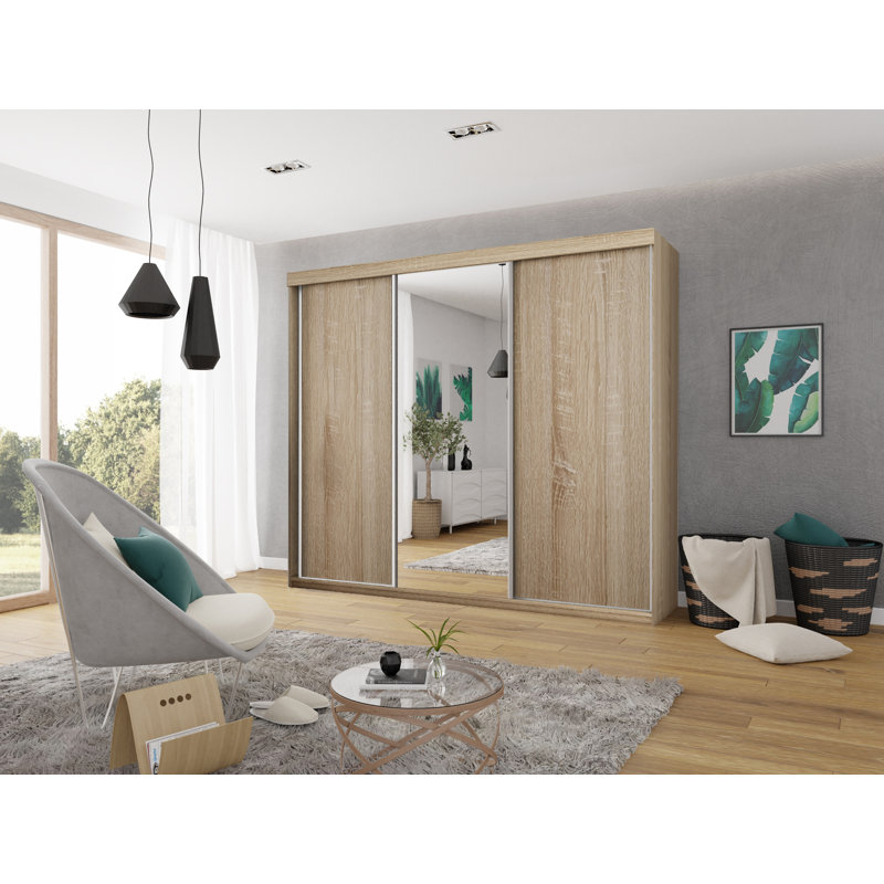 Mahpiya 3 Door Wardrobe, Natural