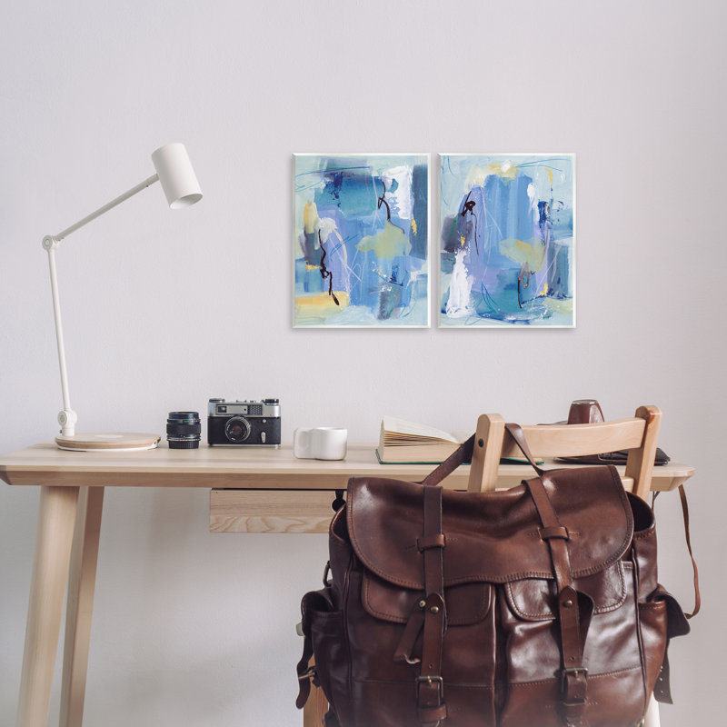  "Blue Abstract" avec art mural jaune par Melissa Wang