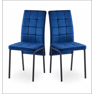Ensemble de 2 chaises nordiques en velours à dossier haut en velours et pieds robustes