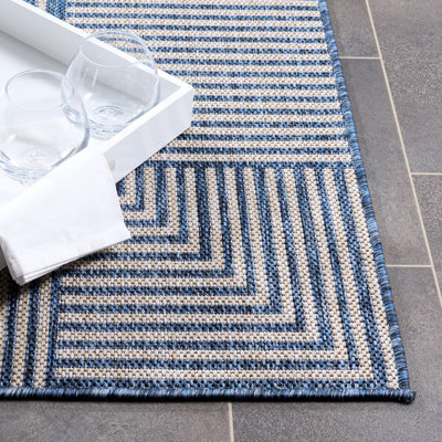 Beach House Power Loom Polypropylene Plastic; Polyester Striped Indoor / Outdoor Rug