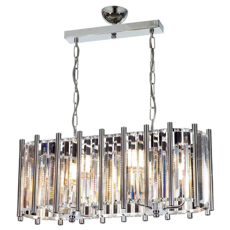 Demps 6 - Light Crystal Chandelier, Silver