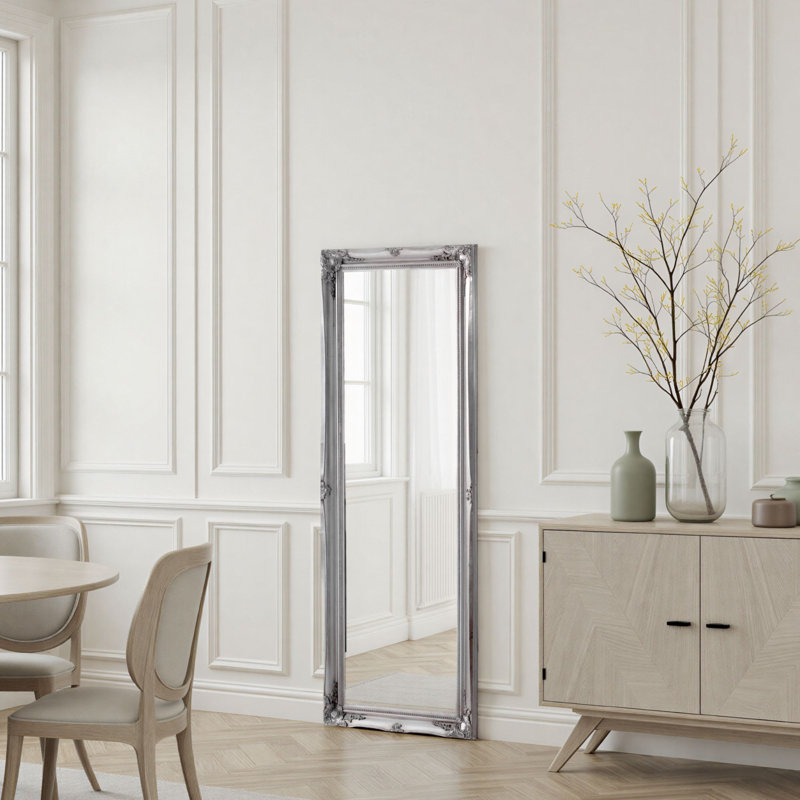 Alberik French Style Carved Wall Mirror Bevelled, 166cm H x 60cm W, Silver