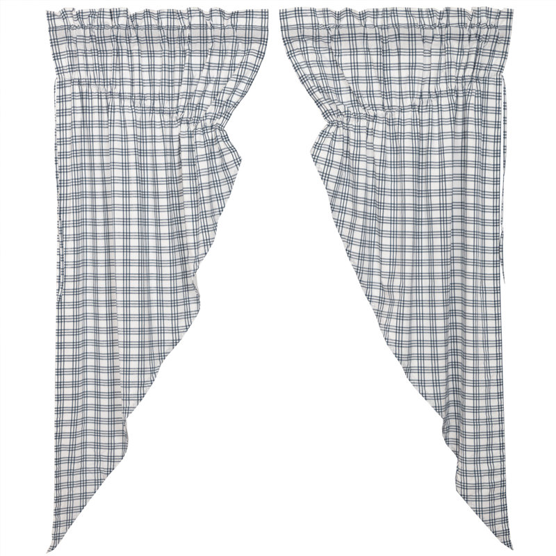 Jacqueline 100% Cotton Room Darkening Curtain Pair, Blue, 36" W x 63" L