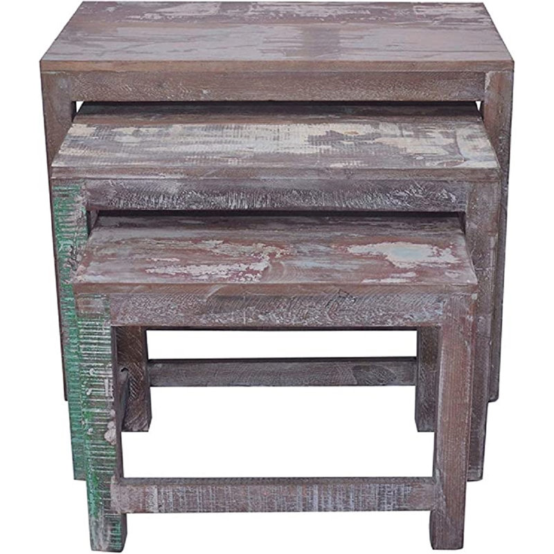 Reclaimed Wood Nesting Tables, Set of 3, 21x15x26