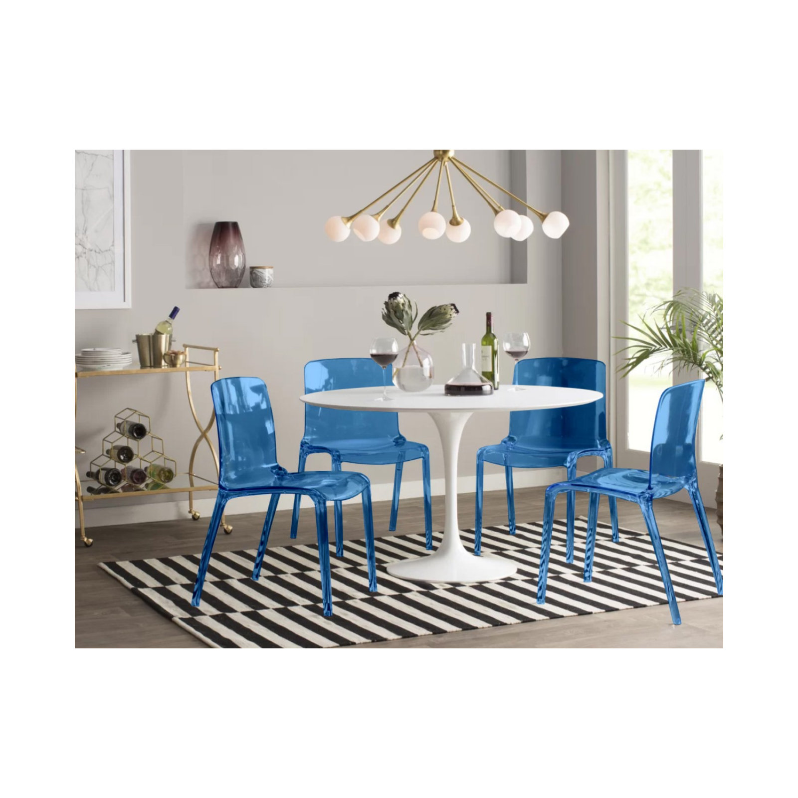 Lade Transparent Plastic Stackable Dining Chair with Waterfall Edge Seat – Lightweight Versatile Accent & Kitchen Side Chair, No Assembly Required