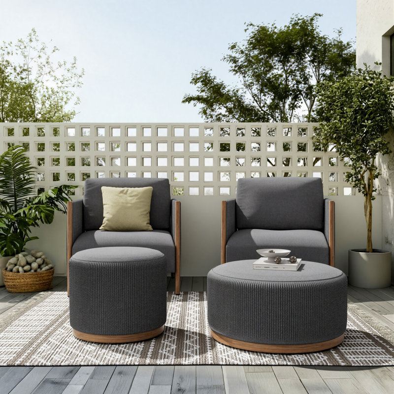 Briles Metal 4 Piece Sofa Seating Group With Olefin Cushions