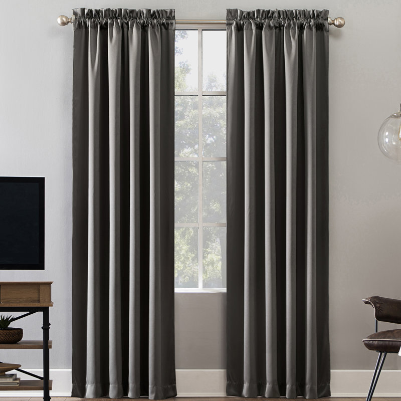 Sun Zero Oslo Theater Grade Extreme 100% Blackout Rod Pocket Curtain Panel, 52" W x 95" L, Gray