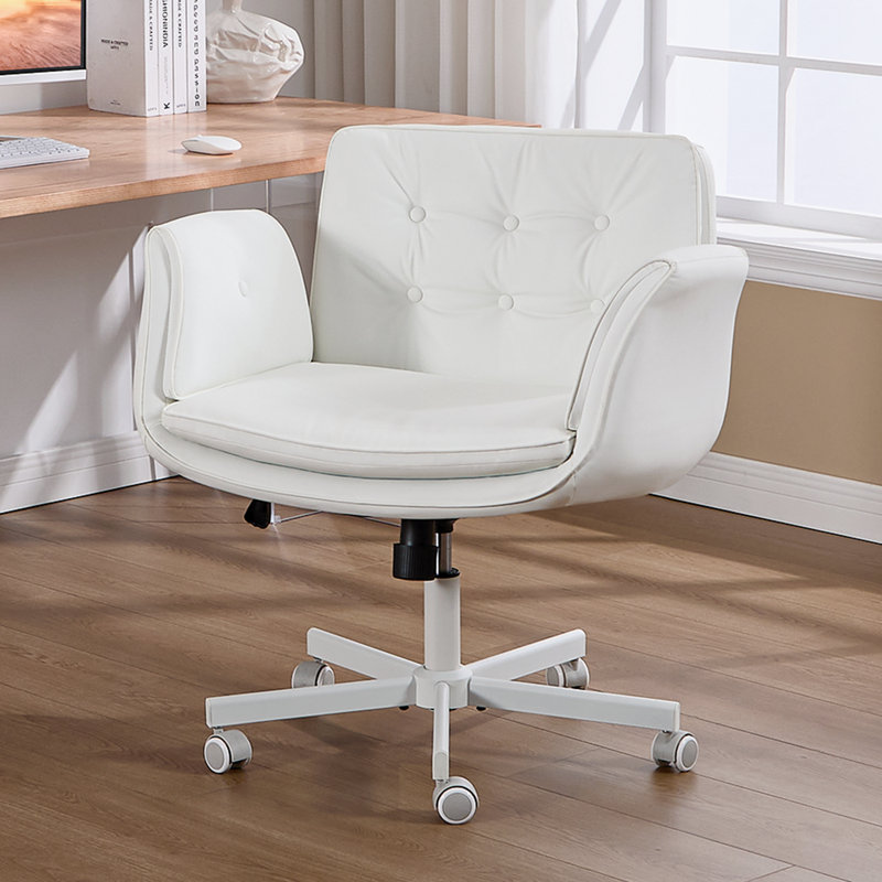Chaise de bureau avec support lombaire Anmol, Blanc, Blanc