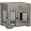 Mobilier de cage pour chien Pawhut avec coussin moelleux résistant à l'eau, table de bout pour caisse de chien avec tiroir, cage pour chiots pour petits chiens à l'intérieur avec 2 portes, gris