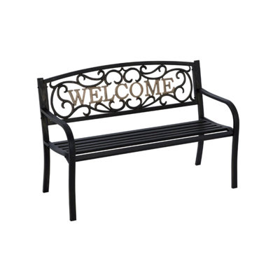 Welcome Iron Park Bench by Canora Grey