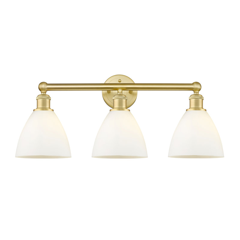 Éclairage pour meuble-lavabo de salle de bain 3 lumières 25,5 pouces Amane, Blanc mat, Or satiné