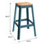 Tabouret de bar naturel et bleu sarcelle avec support à barre transversale