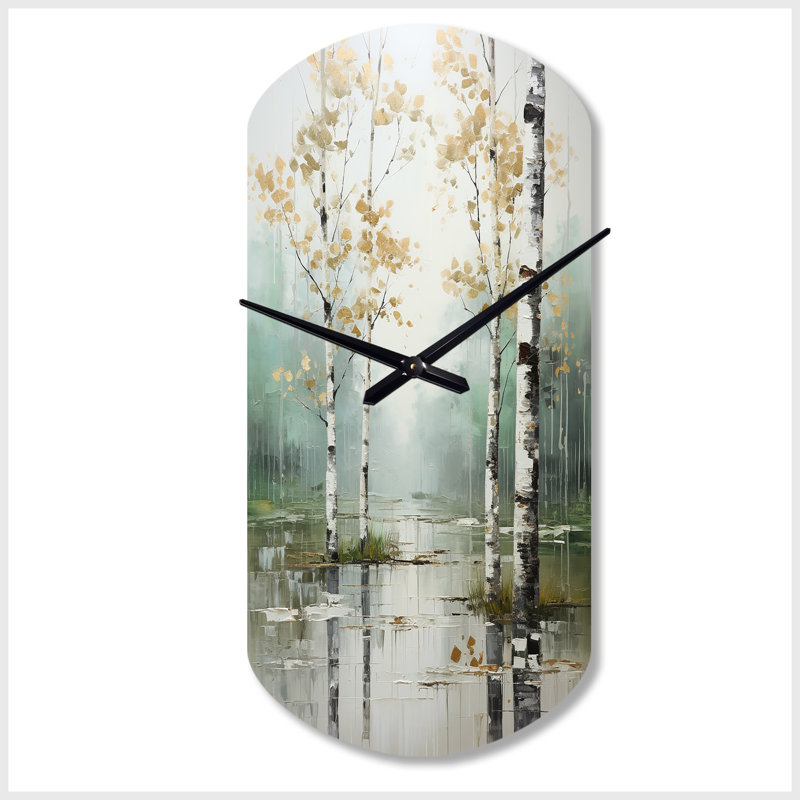 Horloge murale Birch Woods Ethereal Elegance IV - Bouleau, Petit