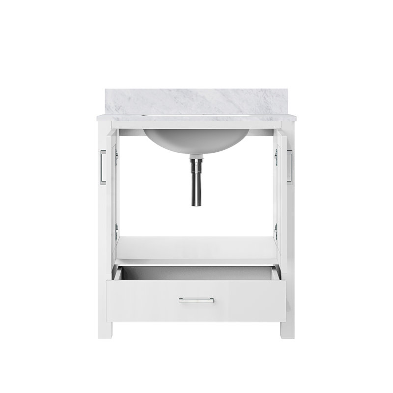 Meuble-lavabo avec plateau en marbre de Carrare, Blanc