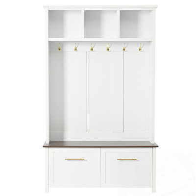 Hall Tree With 6 Hooks And 2 Drawers