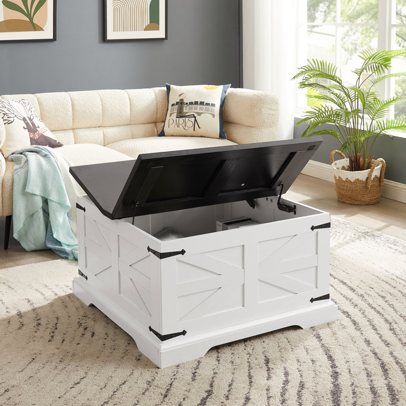 Table basse et table de bout Farmhouse, Blanc, Gris