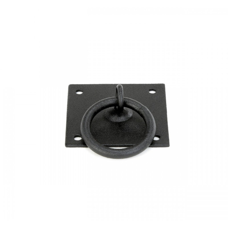 Rustic Black Iron Cabinet Ring Pulls with Mounting Hardware