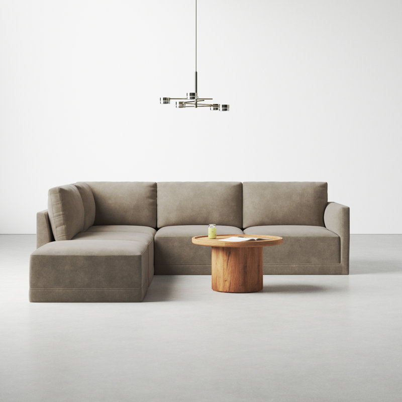 Deirdre Velvet L-Shaped Sectional Left Hand Facing, Taupe Velvet