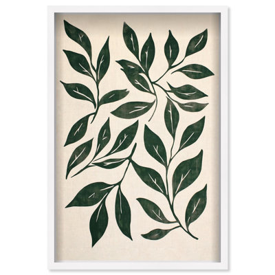 Oliver Gal Leaf Linen II Floral and Botanical - Luxury Shadowbox Framed Wall Art