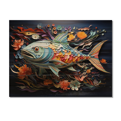 Pêche à la baleine de couleurs IV sur bois