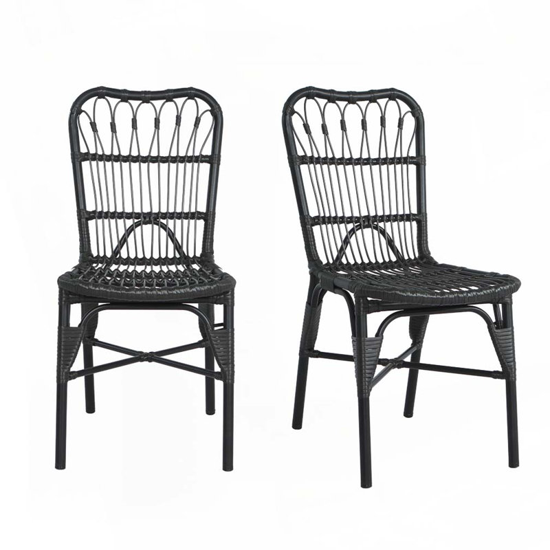 Chaises de patio pour l'extérieur en osier, Gris