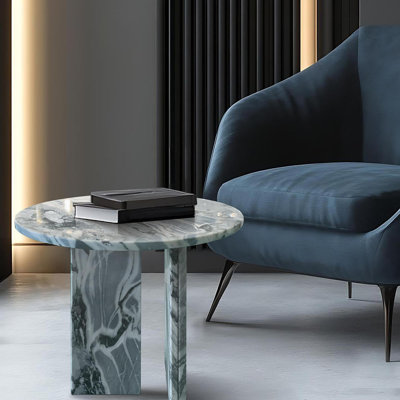 Table basse en marbre naturel gris et bleu, petite table, table de salon, pierre naturelle, marbre véritable, véritable marbre véritable