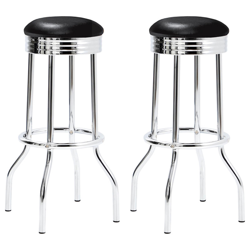 2 tabourets de bar noirs - style rétro, repose-pieds épais, siège moderne de 2 pièces, finition, utilisation dans la salle à manger