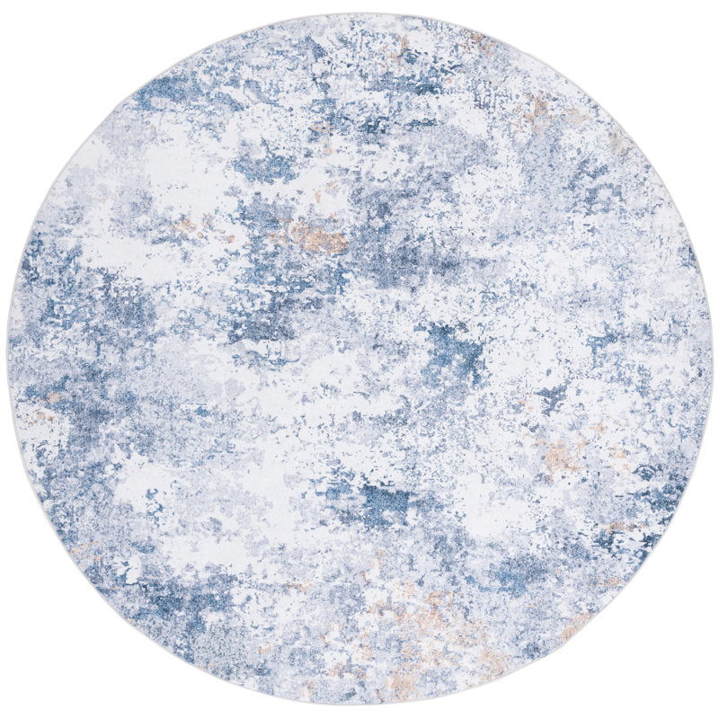 Sumentra Monica Performance Machine Washable Abstract Rug, Round 6'