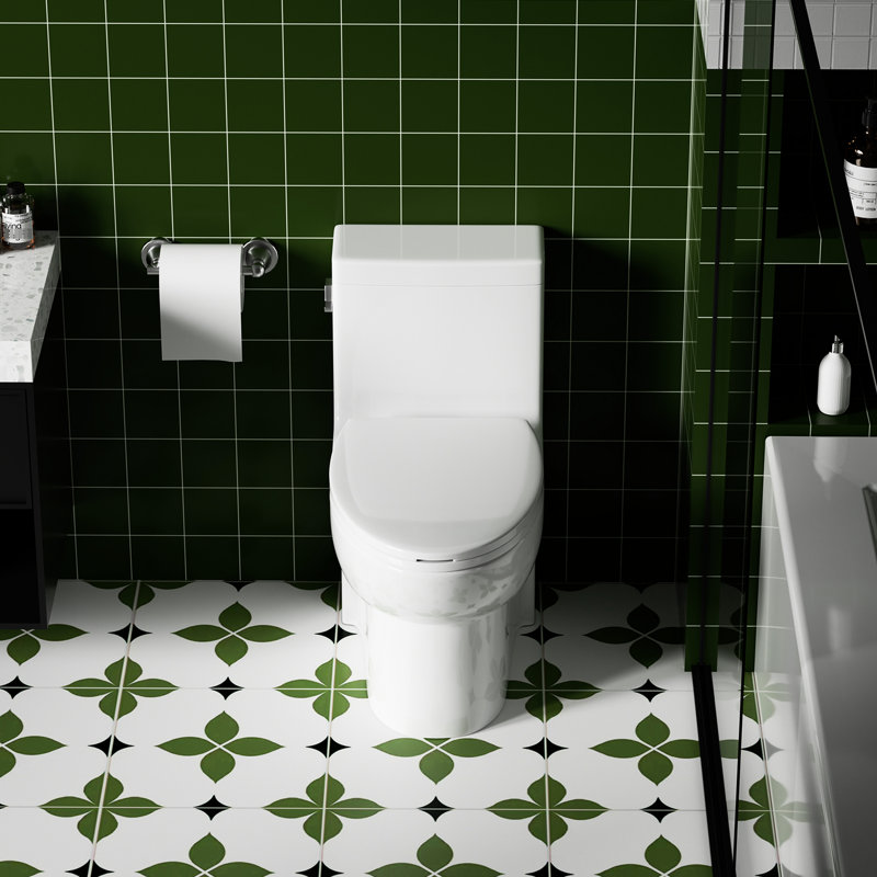1.28 Water One Piece Toilet, Elongated Comfort Height, Soft Closing Seat, 1000 Gram Flushing Score, Gloss White 003S, Floor Mounted For Bathroom Water Saving Toilet , Comfortable Pattern, Close