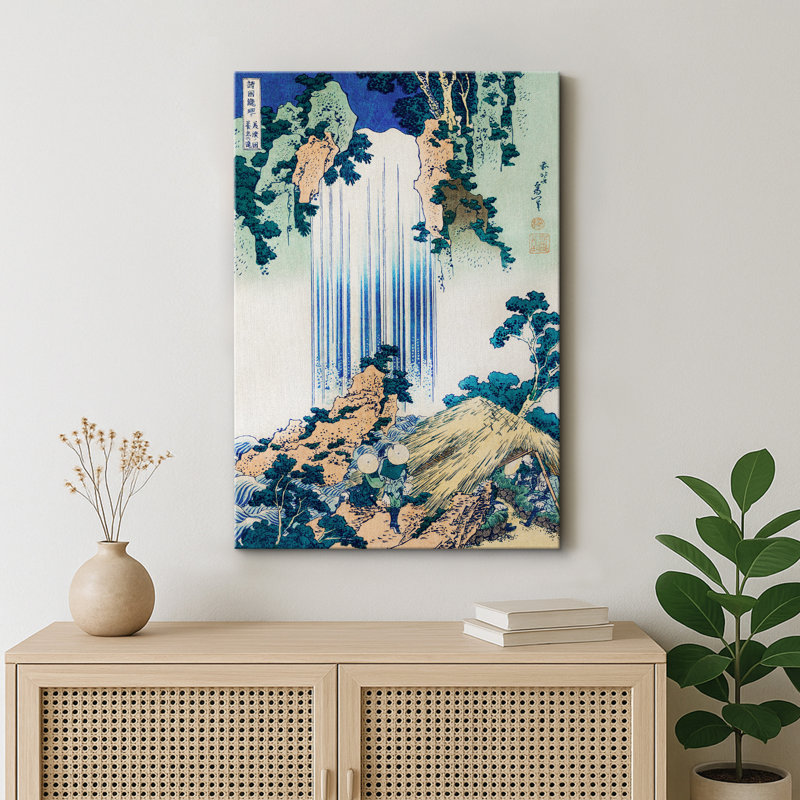 Illustration de paysage japonais de cascade Ukiyo-e japonais, photos de montagne japonaise rétro, impression sur toile encadrée