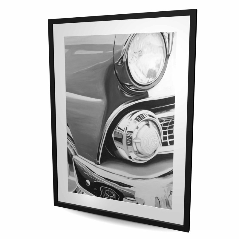 Belle vieille voiture - reproduction encadrée monochrome pour la décoration intérieure