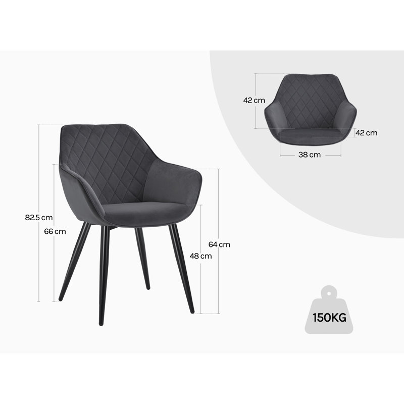 Alinblot Upholstered Armchair, Dark Grey Velvet