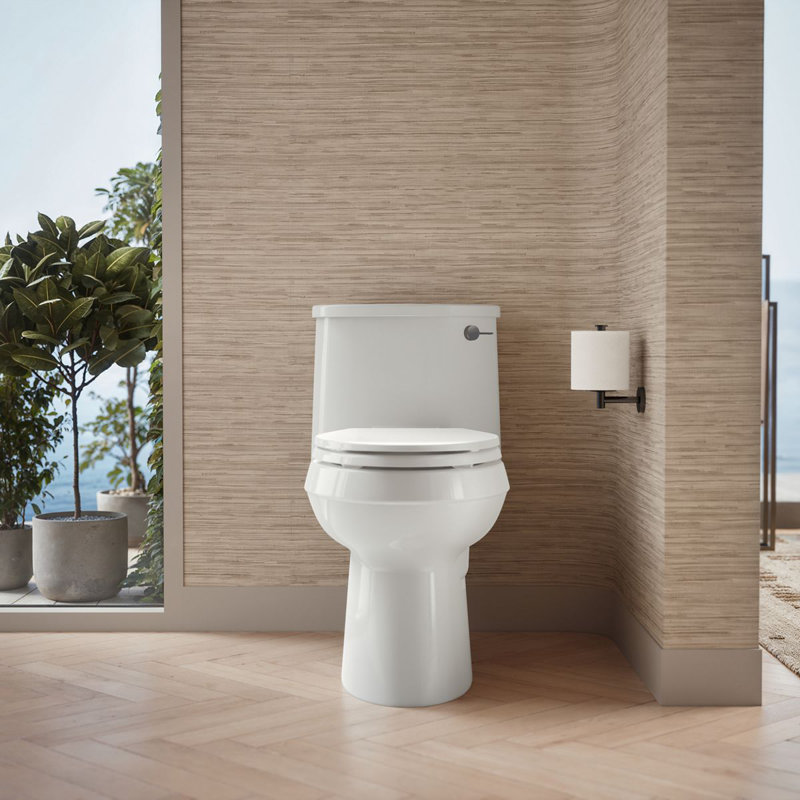 Toilette monopièce allongée économe en eau de 1,28 GPF Adair (siège inclus), Blanc, Right-Hand