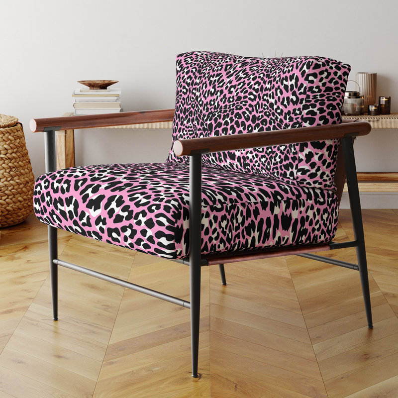 Fauteuil d'appoint rembourré rose et noir léopard