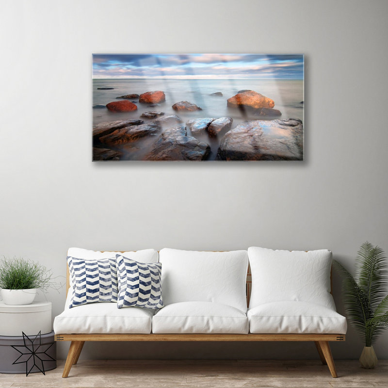 Landscape Stones Sea - Unframed Photograph on Glass