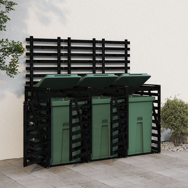 Nedyo Wooden Triple Bin Store, Black
