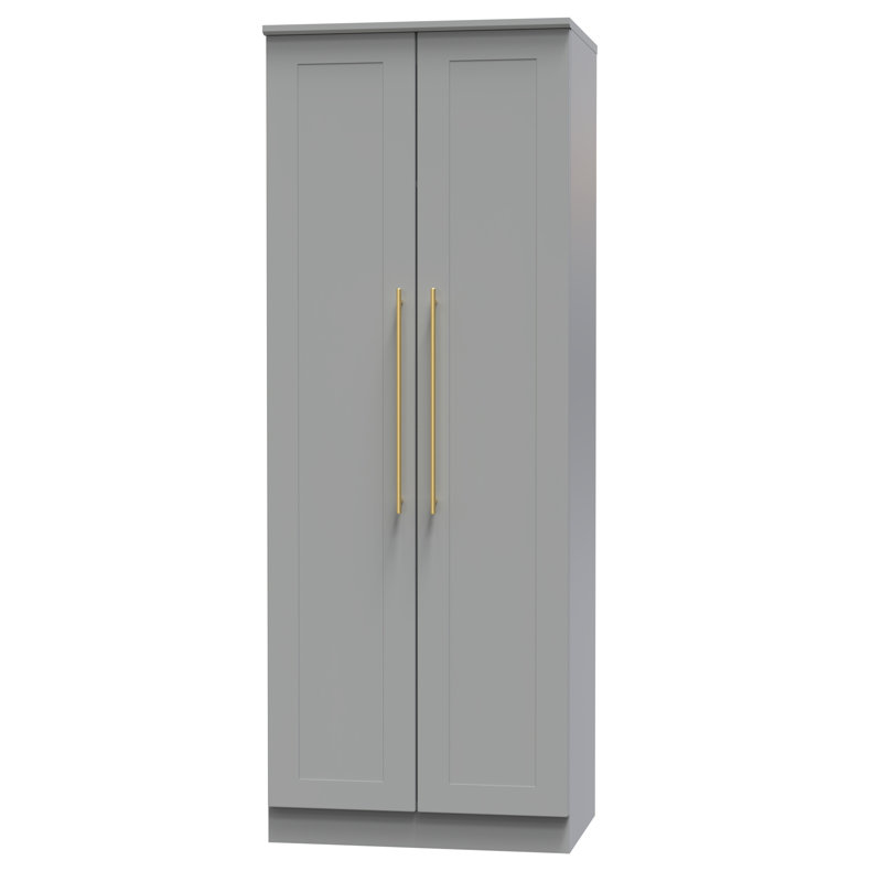 Fully Assembled 2 Door Wardrobe+, Grey Matt Veneer