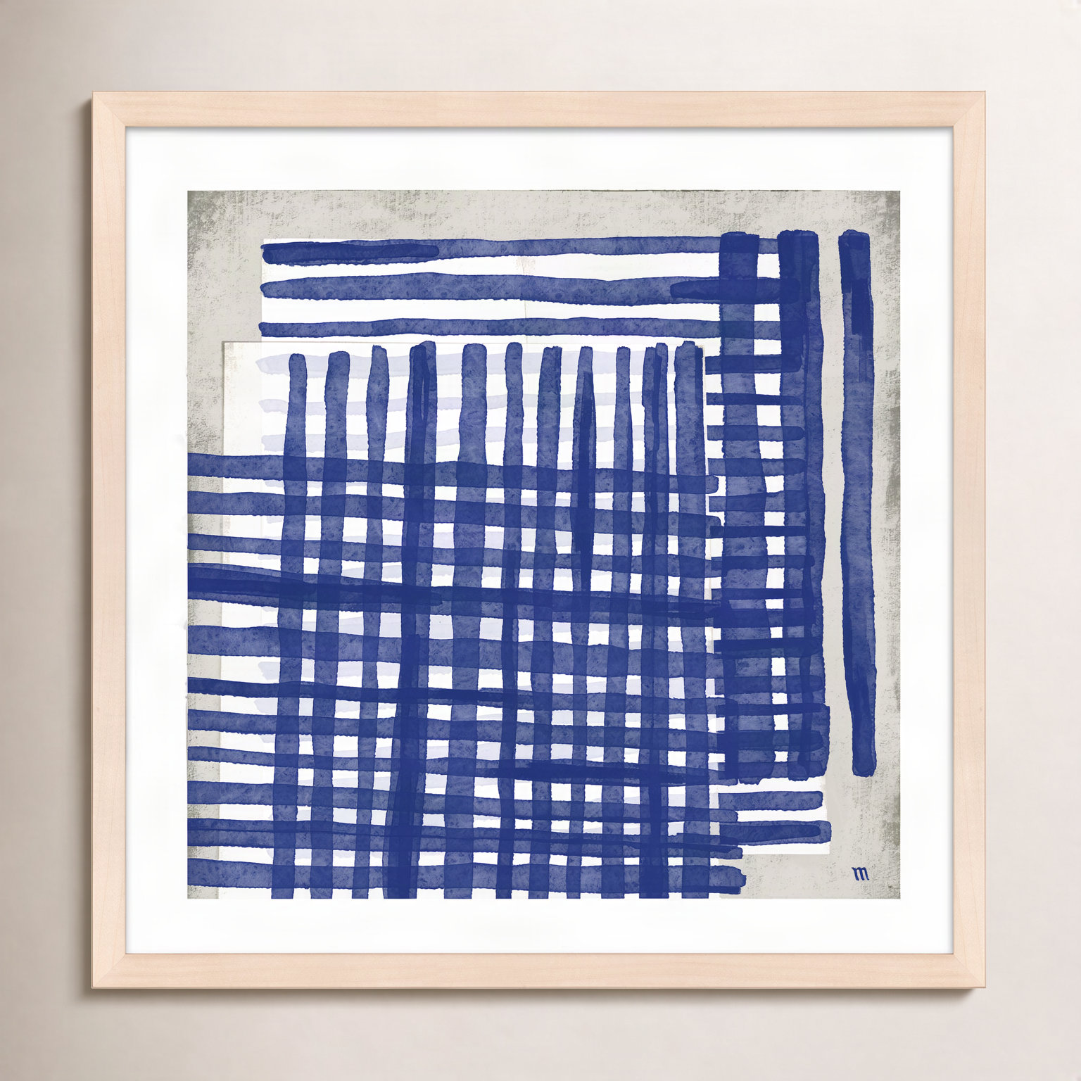 Zoja "Weaving" Painting by Marco Marella, 30" H x 30" W x 1.25" D, Maple Framed