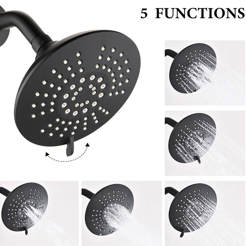 Système de douche avec poignée simple et finition noire matte - valve murale à 5 fonctions