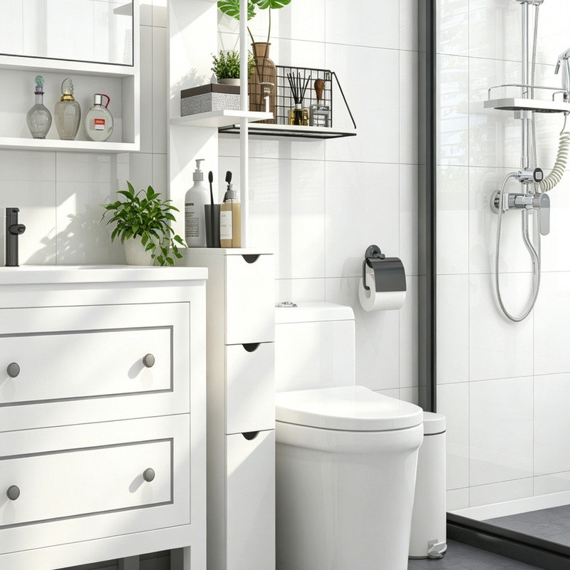 MDF / Particle Board Freestanding Linen Cabinet