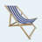 Folding Chaise Lounge Chair Populus Wood Sling Blue Stripe 2PCS Outdoor
