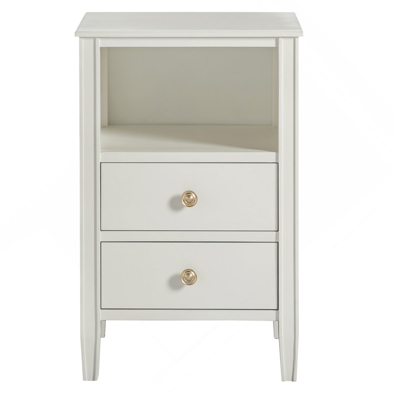 2-Drawer Storage Nightstand - Antique White, White