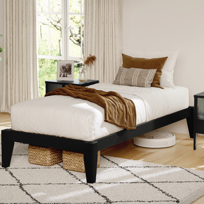 Carruthers Full Bed Frame - Solid Wood Platform Bed - Japanese Joinery Bed Frame - Wood Slat Support - No Box Spring Needed - Easy Assembly - Minimalist & Modern Style (Midnight Charcoal, Twin Xl)