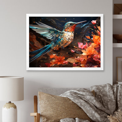 Colibri bleu sarcelle «Enchanting Hum Geometric II», impressions sur toile