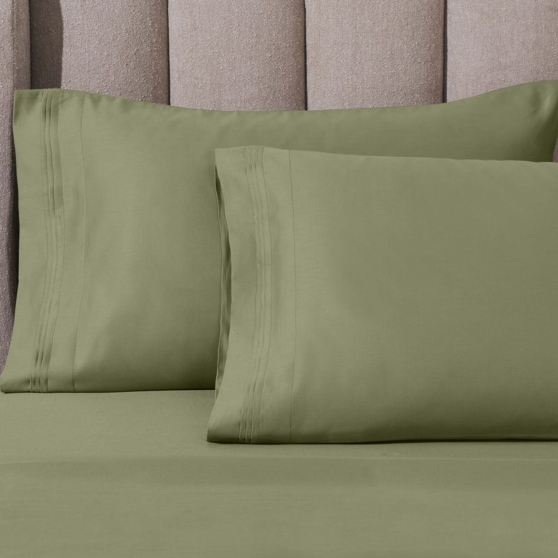 Arling 1000 Thread Count Luxury Certified Egyptian Cotton 2 Piece Sateen Pillowcase, King Pillowcase, Sage