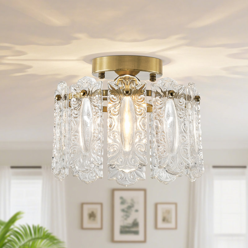 Plafonnier encastré cylindrique en verre 1 lumière