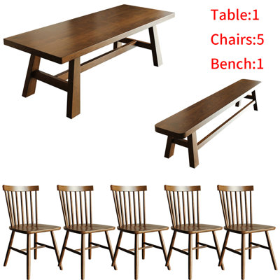 Jaleia American style solid wood dining table set