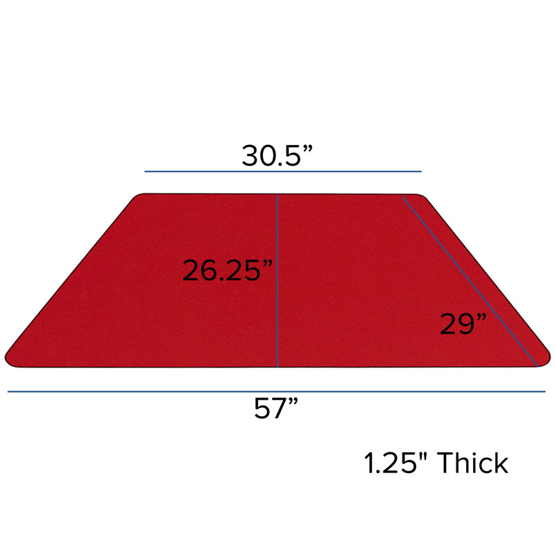 Table d'activité trapézoïdale et stratifiée avec pieds réglables en hauteur, L 24 po x P 48 po, Rouge