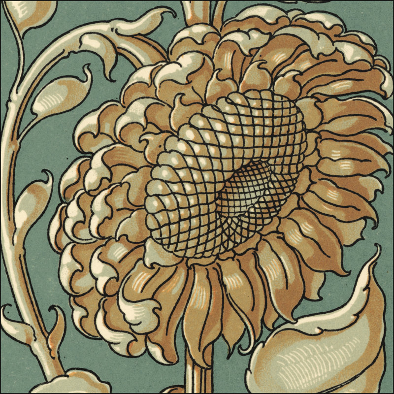Sunflower Woodblock II - Wrapped Canvas Painting, 91cm H x 91cm W x 3.8cm D
