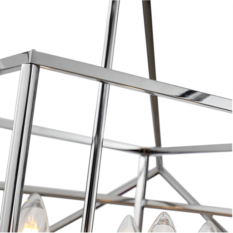 Lustre géométrique à 6 lumières Juillac, Chrome